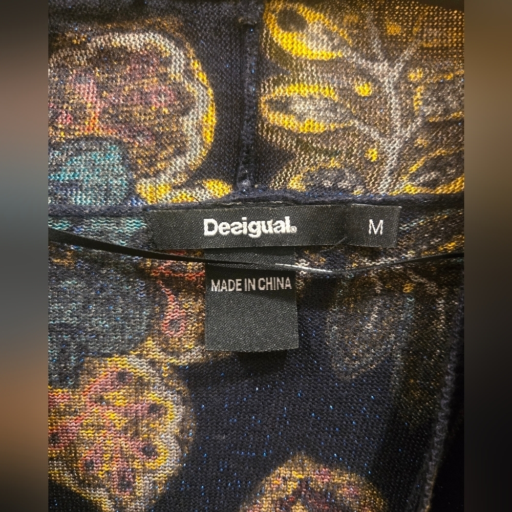 NWOT Desigual Multicolor Floral Cowl Neck Cardigan Sz S-M In Viscose - Picture 3 of 12